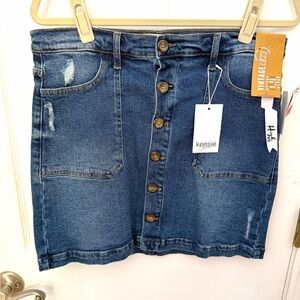 Kensie Button-Front Denim Mini Skirt